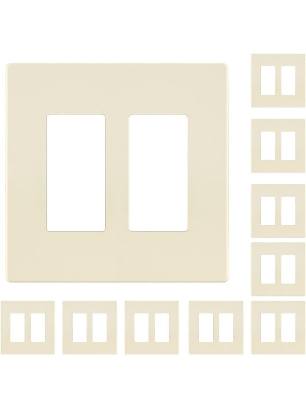 Screwless Double Decorator Switch Cover - Mid-Size 2-Gang Wall Plate, Stylish